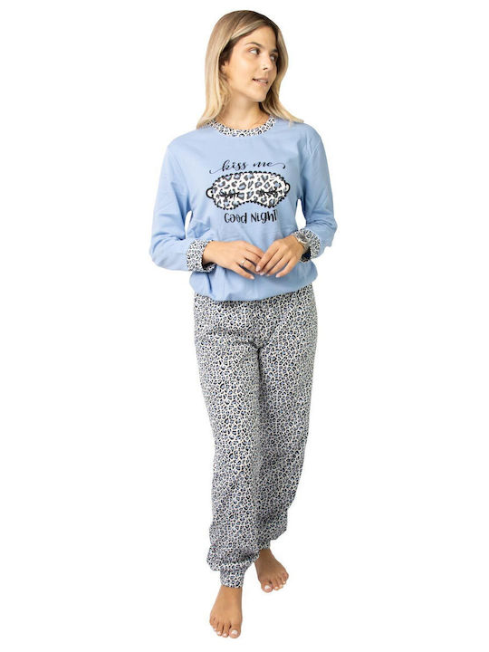 Lydia Creations Winter Women's Pyjama Set Blue