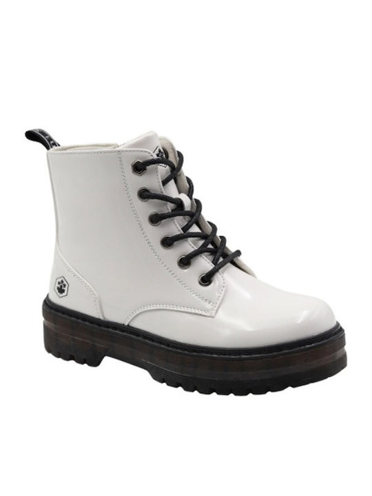 Elinor Kids Boots from Patent Leather with Zipper White