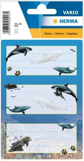 Herma Dolphins Glittery Ετικέτες Τετραδίων 7.6x3.5cm 3τμχ
