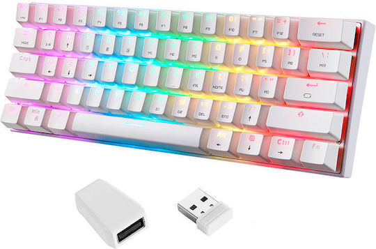 Motospeed SK62 Ασύρματο Gaming Μηχανικό Πληκτρολόγιο 60% με Outemu Blue διακόπτες και RGB φωτισμό (Αγγλικό US) Λευκό