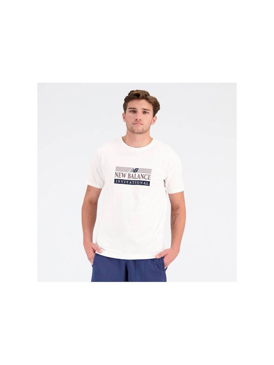 New Balance Bărbați T-shirt Sportiv cu Mânecă Scurtă Alb