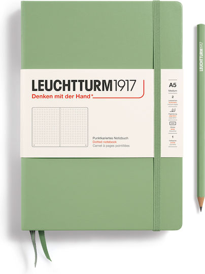 Leuchtturm1917 Carnet 125 Foi A5 cu Puncte și Elastic Verde