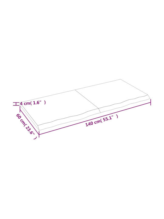 vidaXL Rectangular Office Desk Surface made of Solid Wood in Brown Color 140x60x4cm 3156381 1pcs