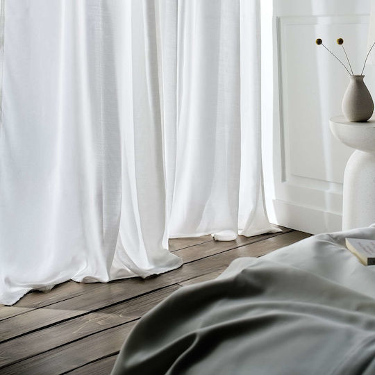 Gofis Home Renata 506/05 με Τρουκς Λευκή 140x280εκ.