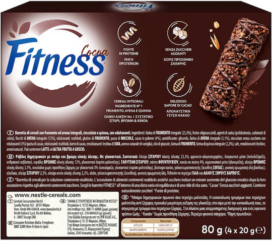 Nestle Fitness Protein Bars with 20gr Protein & Cocoa Flavour 4x80gr