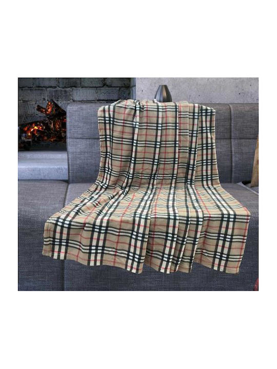 Linea Home Britain Κουβέρτα Fleece Διπλή 200x220εκ. Μπεζ