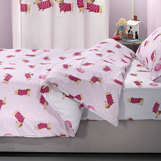 Saint Clair Sheet Set Single Cotton Pet Fuchsia 165x250cm 2pcs