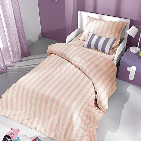 Saint Clair Bettwäsche-Set Einzel Baumwolle Stripes Pink 160x250cm 3Stück