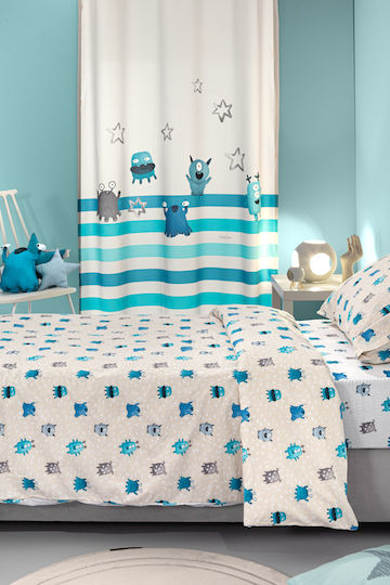 Saint Clair Sheet Set Single with Elastic Band Cotton Blue 100x200cm 3pcs