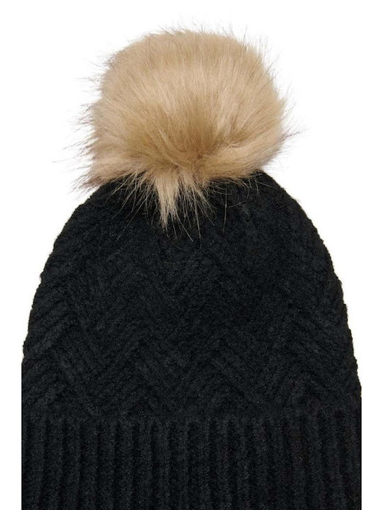 Only Pom Pom Beanie Beanie Knitted in Black color