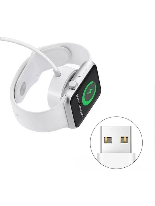 1m Usb Magnetic Fast Зарядно за Apple Watch Бялς