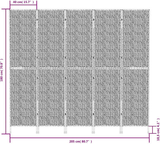 vidaXL Decorativ Paravan Metalic 205x180cm