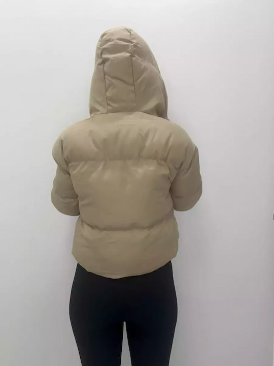 Top Secret Women's Short Bomber Jacket for Winter Beige