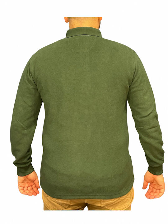 Pol Paulo Plus Size Men's Long Sleeve Blouse Polo Green