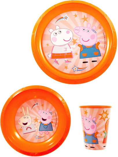 Stor Feeding Set Peppa Pig Kindness Counts made of Plastic Orange 3pcs