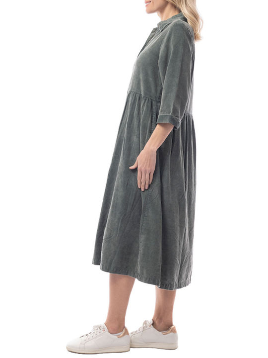 Orientique Midi Shirt Dress Dress Green