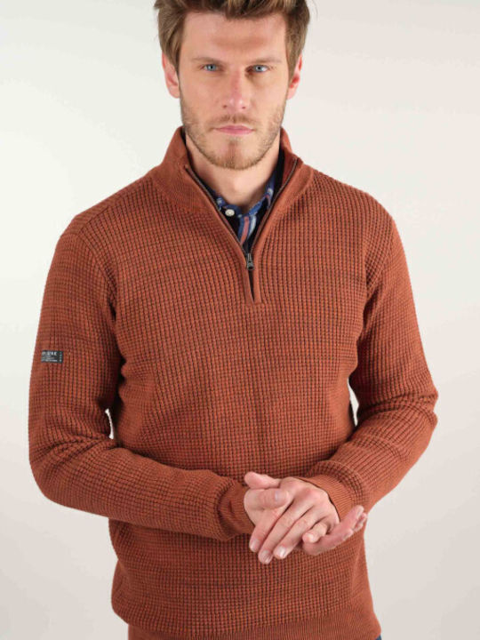 Deeluxe Men's Long Sleeve Sweater with Buttons Orange