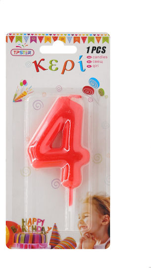 Tpster Birthday Candle Number "4" in Red Color 29931