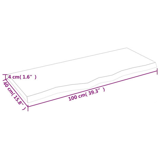 vidaXL Countertop without Sink L100xW40xH4cm Raw solid wood