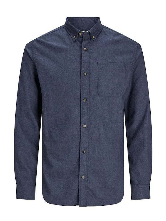 Long-sleeved Flannel Shirt Navy Blazer