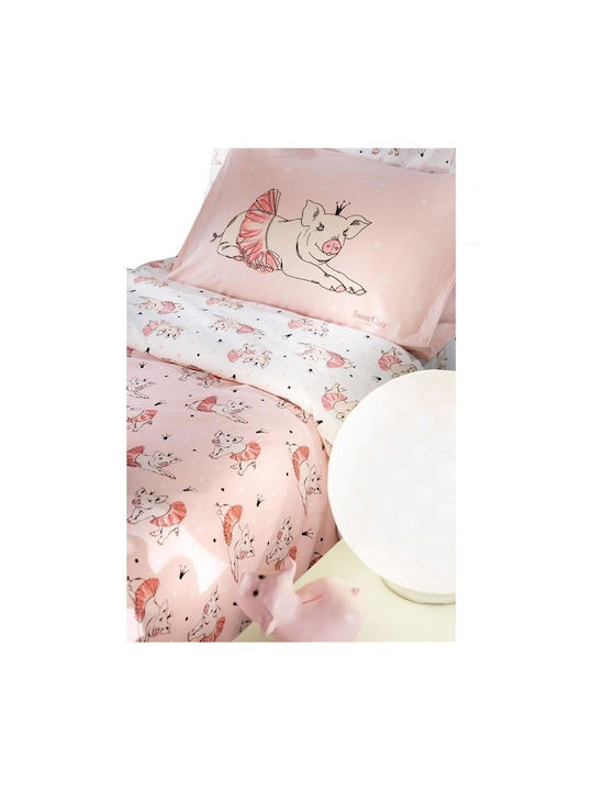 Saint Clair Piggy Kids Duvet Cover Single Cotton Pink 160x220cm