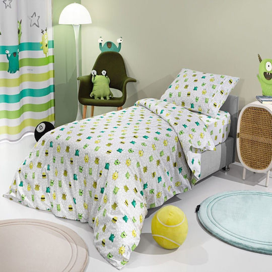 Saint Clair Set Kinderbettbezug Einzel mit Kissenbezug Baumwolle Blue 160x220cm
