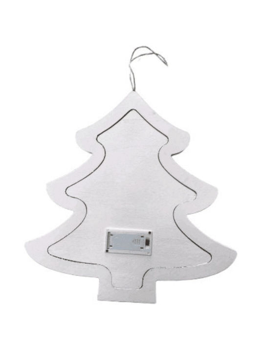 Κρεμαστό Christmas Wooden Tree Illuminated Ornament White