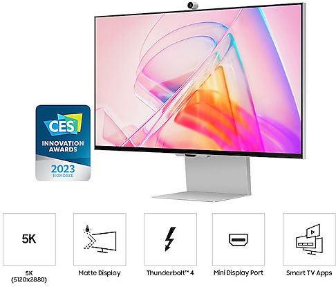 Samsung ViewFinity S9 S90PC IPS HDR Smart Monitor 27" 5120x2880 cu Timp De Răspuns 5ms GTG Argintiu