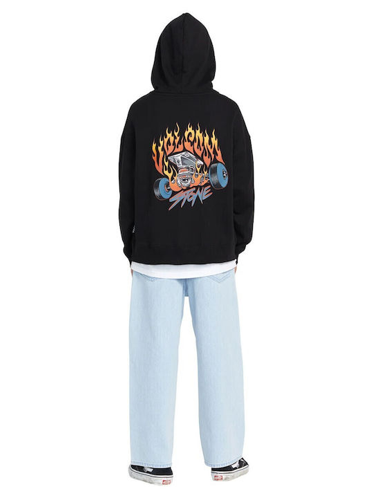 Fleece Παιδικό Φούτερ με Κουκούλα και Τσέπες Μαύρο Trux