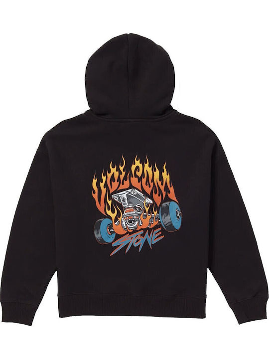 Fleece Παιδικό Φούτερ με Κουκούλα και Τσέπες Μαύρο Trux