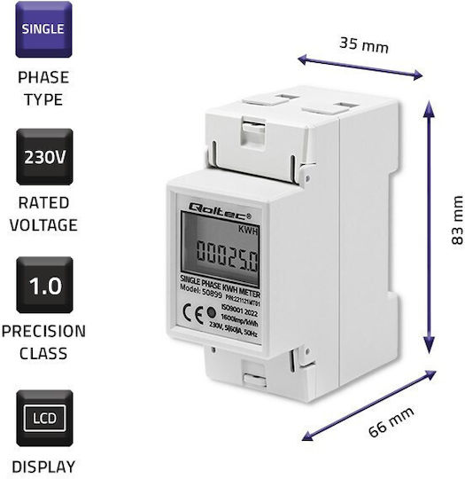 Qoltec Διπολικός Διακόπτης Ράγας 230V 60A