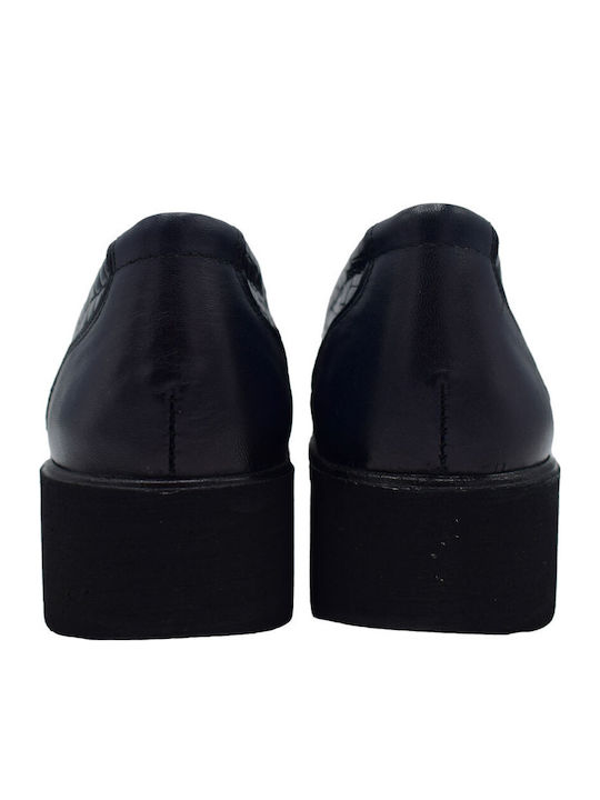 Ανατομικά Γυναικεία Slip-On Δερμάτινα Μαύρα