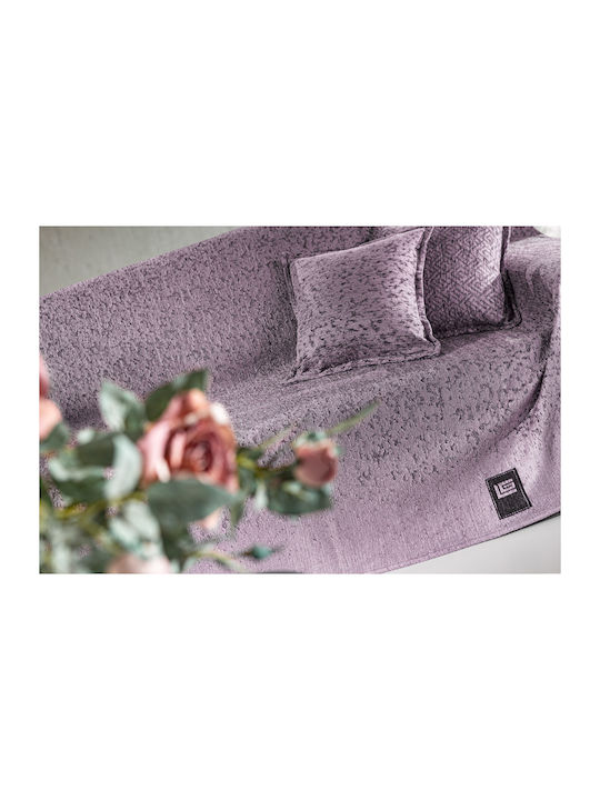 Guy Laroche Matis Armchair Throw 2 Sides Chenille 180x150cm Purple