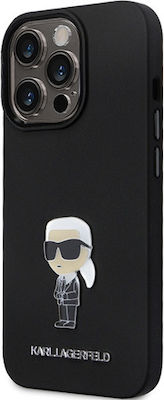 Karl Lagerfeld Ikonik Metal Pin Umschlag Rückseite Silikon Schwarz (iPhone 13 Pro)