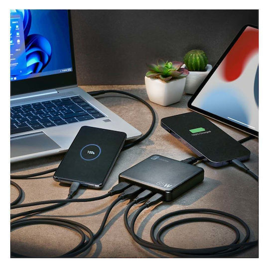 Cellular Line Βάση Φόρτισης με 2 Θύρες USB-A και 2 Θύρες USB-C 65W σε Μαύρο χρώμα (ACHUSBGAN4PD65WK)