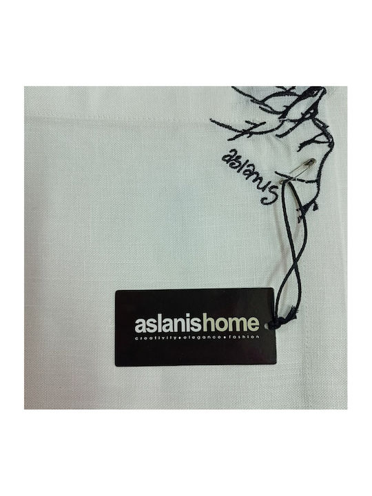 Aslanis Home Πετσέτα Φαγητού Βαμβακερή με Κέντημα Zen Λευκό 45x45εκ.