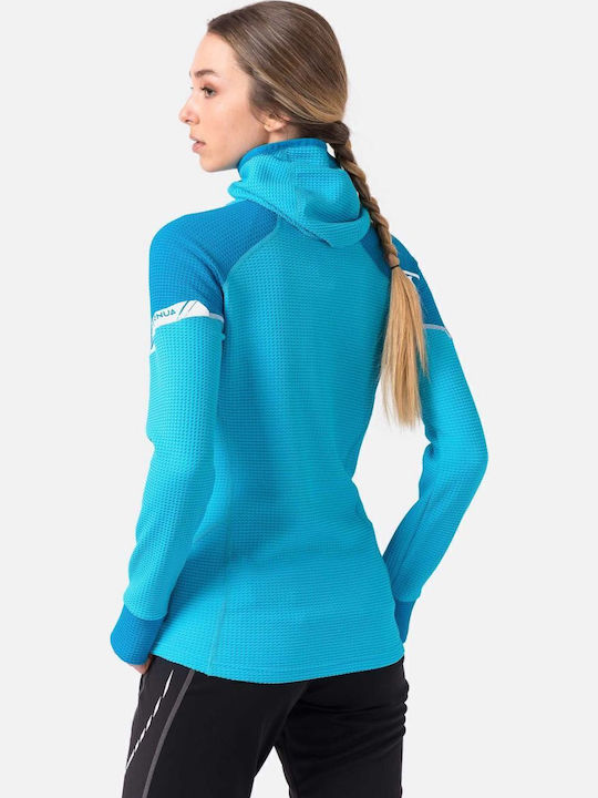 Women's Fleece Blouse Long Sleeve with Hood Light Blue