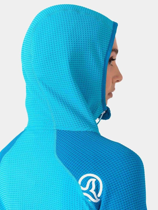 Women's Fleece Blouse Long Sleeve with Hood Light Blue