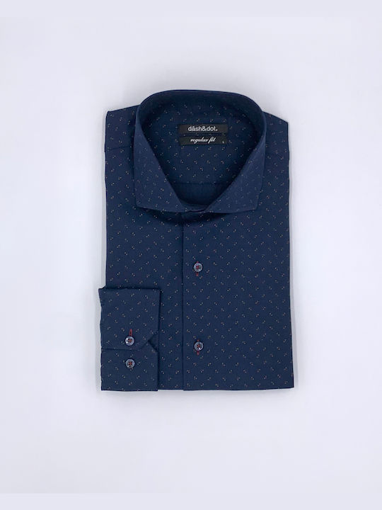 Dash&Dot Men's Shirt Long Sleeve Navy Blue