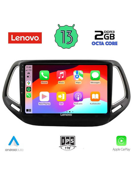 Lenovo Car-Audiosystem für Jeep Kompass 2016> (Bluetooth/USB/WiFi/GPS/Apple-Carplay/Android-Auto) mit Touchscreen 10"
