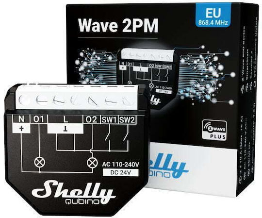 Shelly Wave 2PM Intelligenter Schalter Dimmer 2 Kanäle Wi-Fi Z-Wave & RF 16A 2 Stück