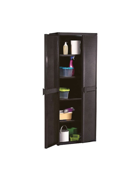 Double Door Wardrobe Plastic with 4 Shelves 65x45x172cm