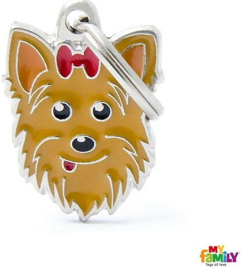 My Family Friends Yorkshire Dog ID Tag Brown Metal Personalized