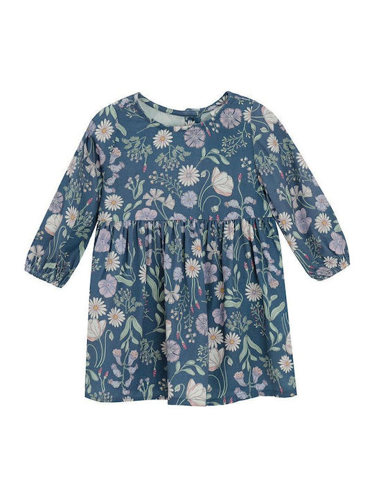 Children's Dress Long Sleeve Set with Coat Blue