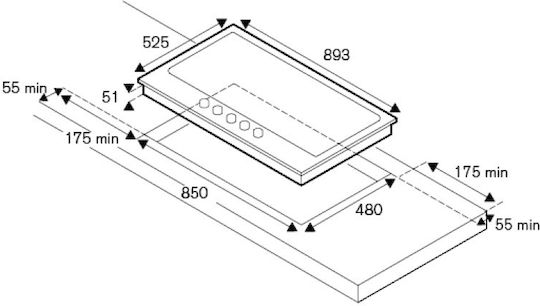 La Germania Gas Cooktop Autonomous 89.3x52.5εκ.