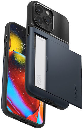 Spigen Slim Armor CS Umschlag Rückseite Kunststoff / Silikon 2mm mit Kartenhalter Metal Slate (iPhone 15 Pro Max)