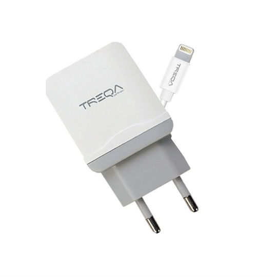 Treqa Ladegerät mit USB-C Anschluss und Kabel USB-C - Lightning Weißs (CS-231)