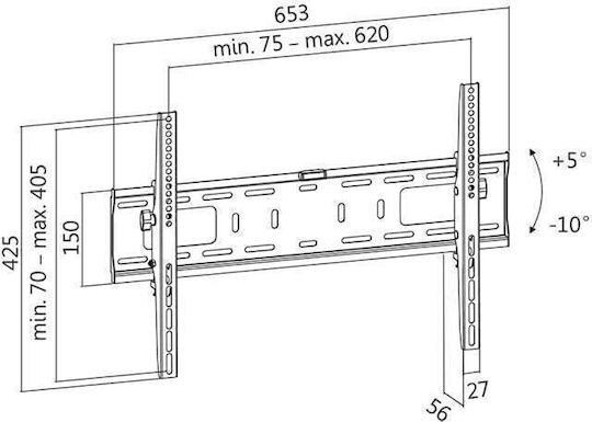 LogiLink BP0018 Βάση Τηλεόρασης Τοίχου έως 70" και 50kg