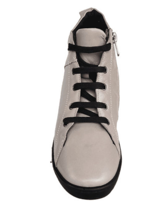 Leather Women's Ankle Boots Beige