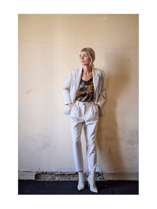 Women's Fabric Trousers Beige